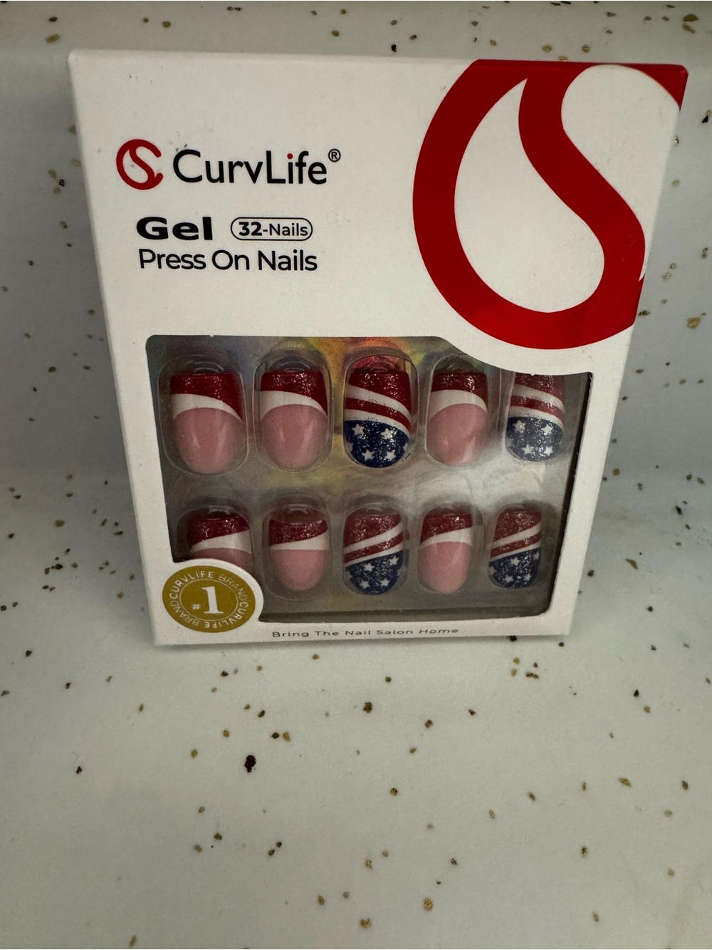 Gel Press-On Nails in Red, White & Blue - 32 Pack